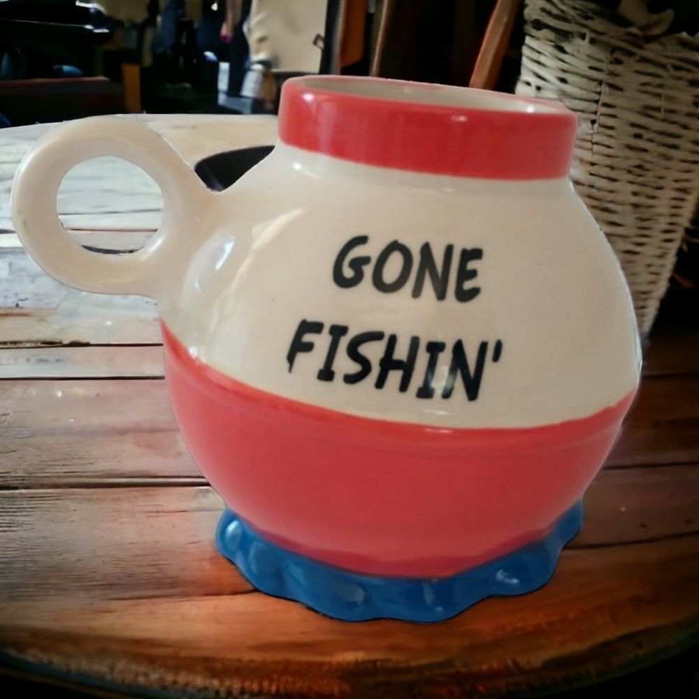 Fishing Lure Bobber Ceramic Mug Bigmouth‎ Inc Gone Fishing Cup Tea Coffee 20oz